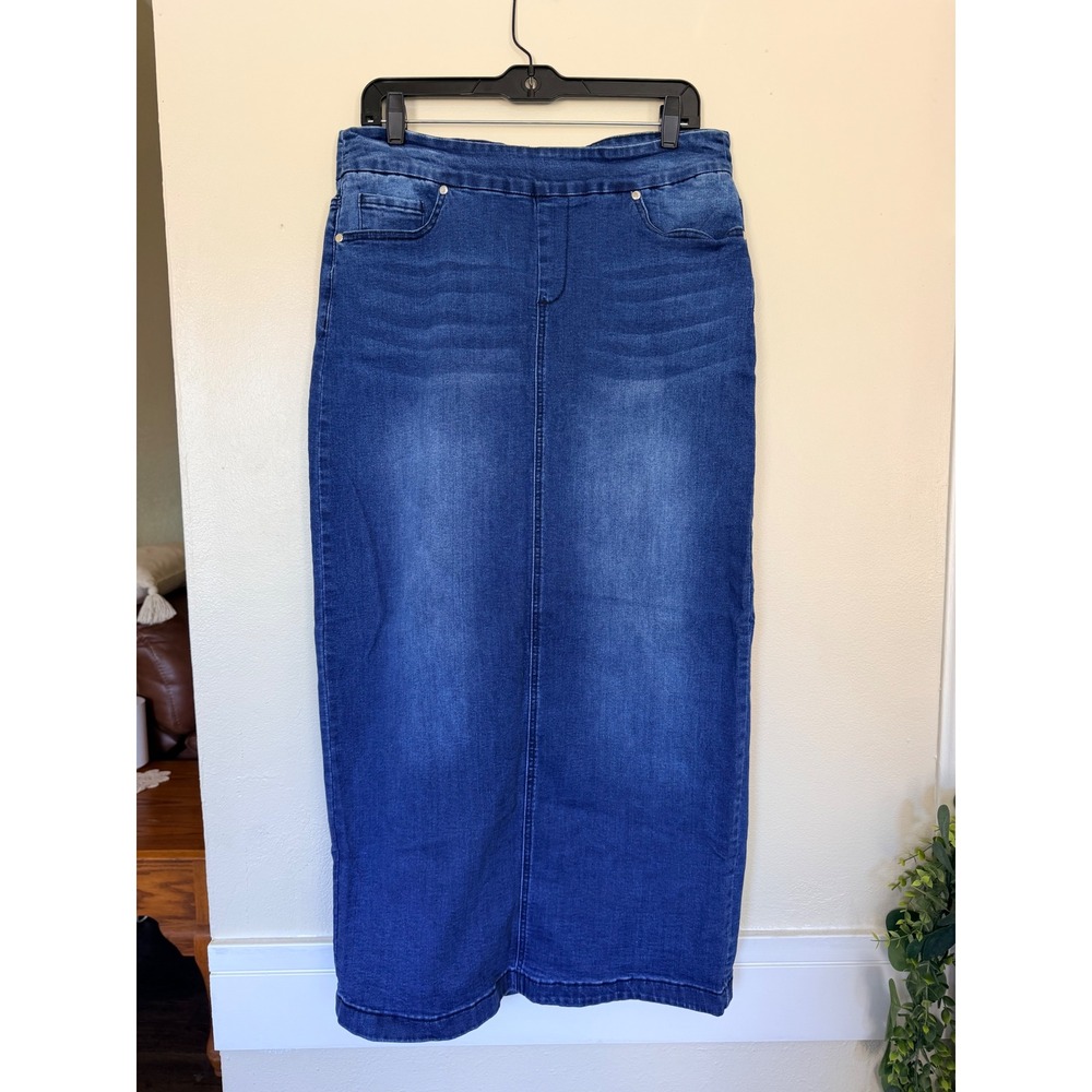 Inherit Women Maxi Denim Skirt 12 Blue Donna Maxi Stretchy Modest Classic